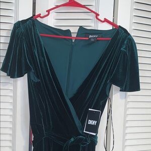 DKNY Green Flutter Sleeve Bodycon Dress